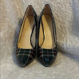 Jessica Simpson Plaid Black Heels